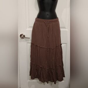 Passport Brown Tiered Maxi Skirt